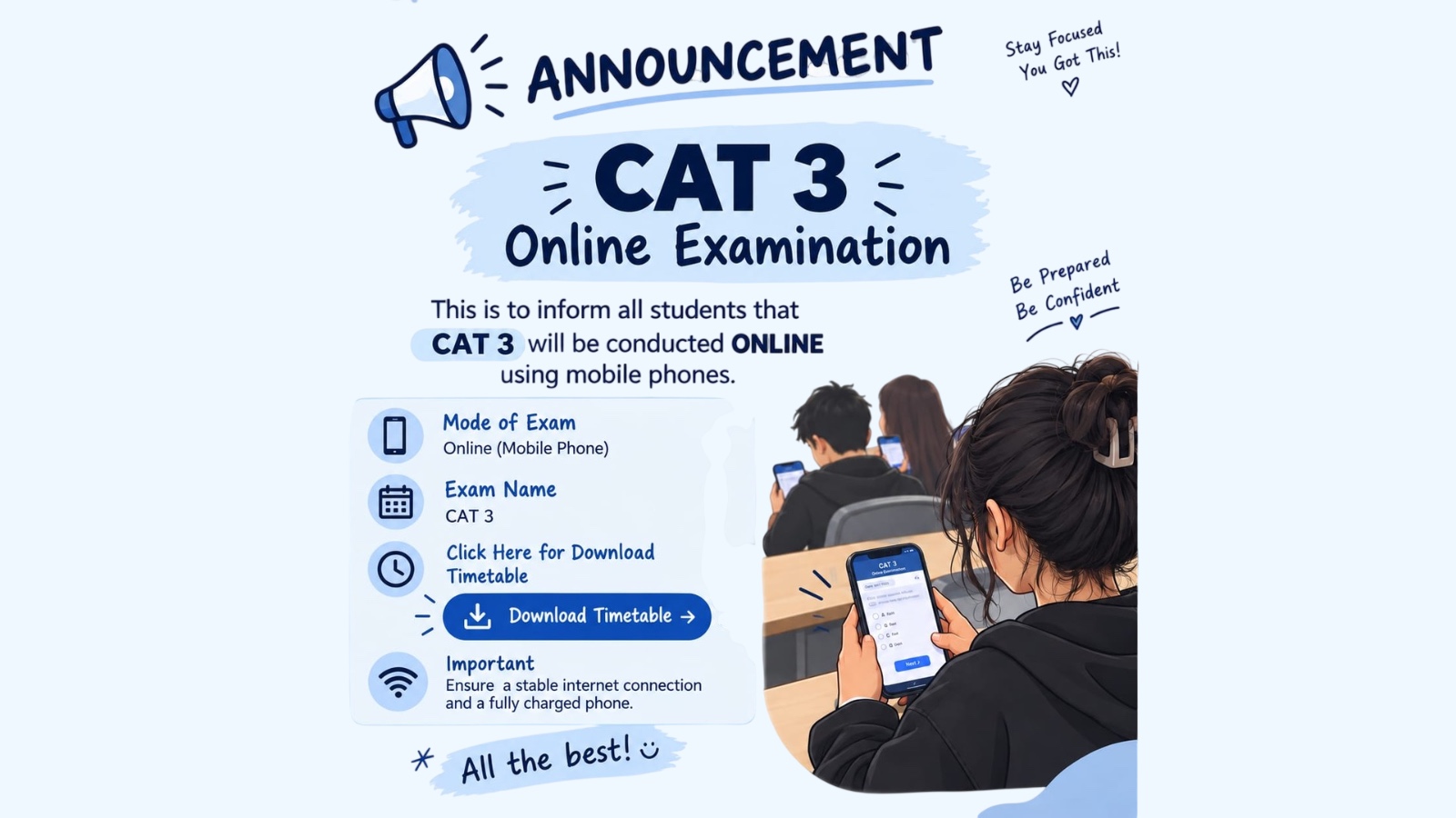 CAT-III Time Table